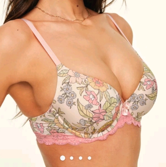 Adore Me Kati Contour Floral Bra - Pink and Cream - Picture 5 of 8